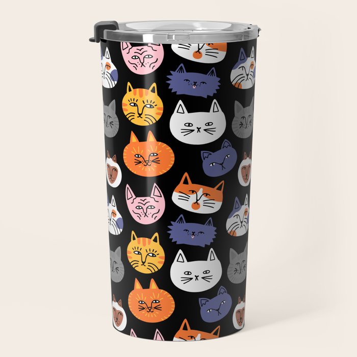 Funny cat animal cartoon art pattern Travel Mug Gallery Image 3