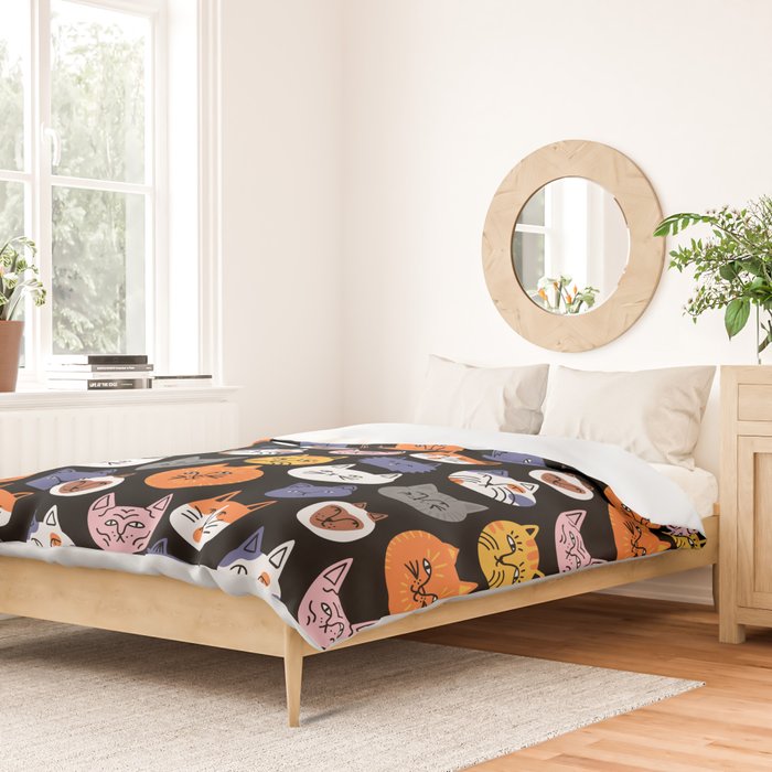 Funny cat animal cartoon art pattern Duvet Cover Gallery Image 2