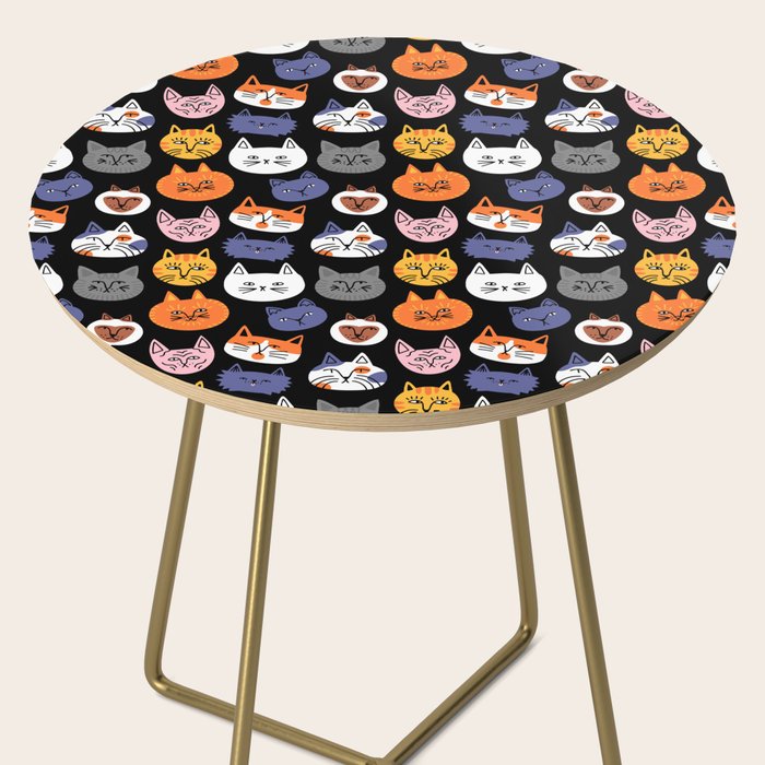 Funny cat animal cartoon art pattern Side Table Gallery Image 2