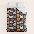 Funny cat animal cartoon art pattern Duvet Cover Gallery Image 6