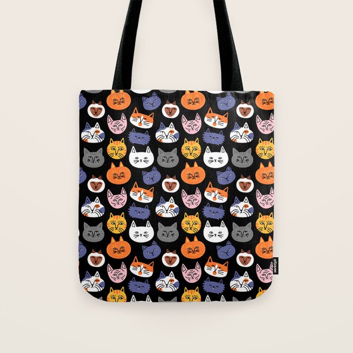 Funny cat animal cartoon art pattern Tote Bag Gallery Image 1