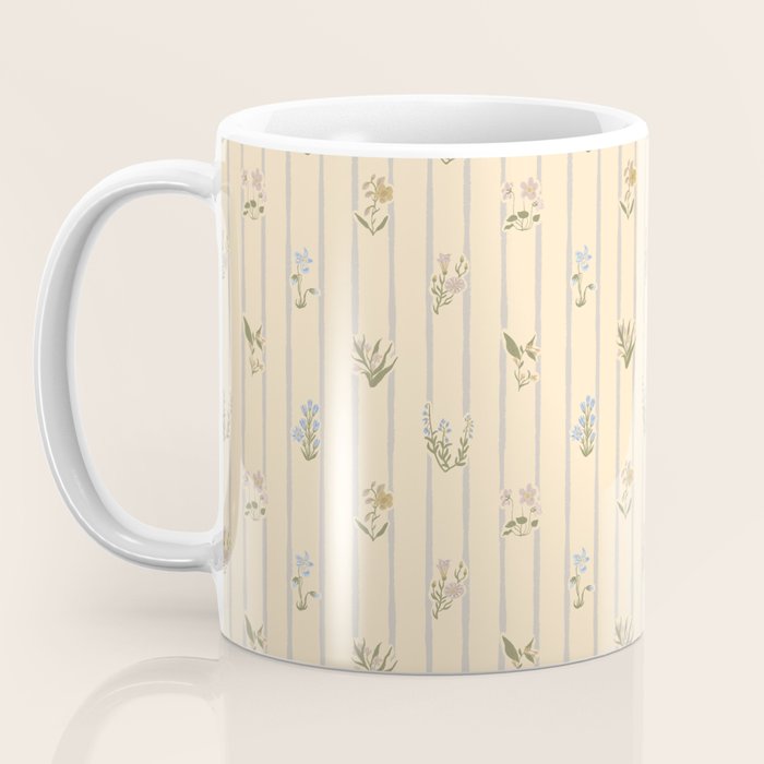 Cozy Cottage Flowers With Stripes Coffee Mug Gallery Image 3