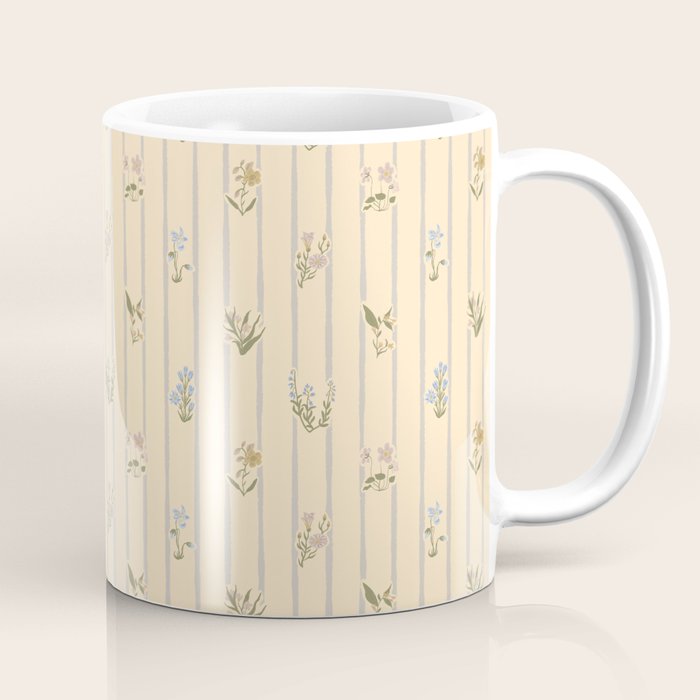 Cozy Cottage Flowers With Stripes Coffee Mug Gallery Image 1