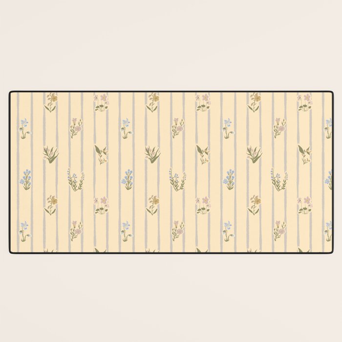 Cozy Cottage Flowers With Stripes Desk Mat Gallery Image 3