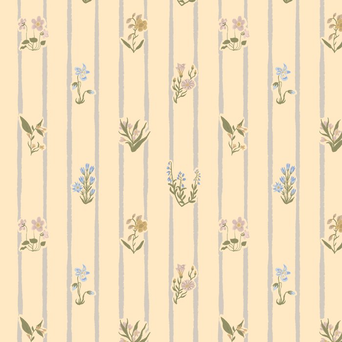 Cozy Cottage Flowers With Stripes Coffee Mug Gallery Image 2