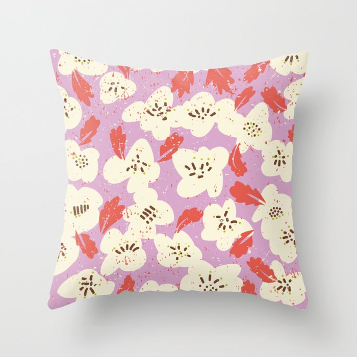 Bold flowers in my garden on chaly pink Throw Pillow Gallery Image 6