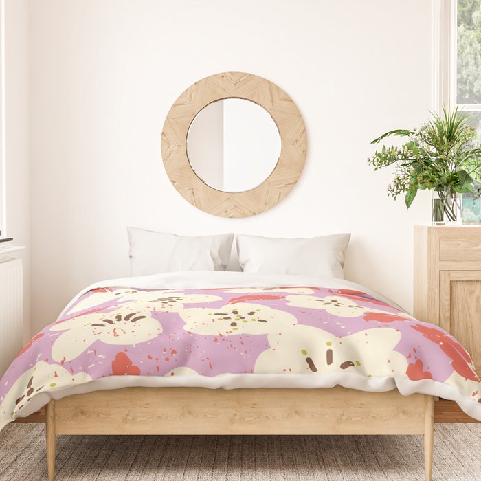 Bold flowers in my garden on chaly pink Duvet Cover Gallery Image 3