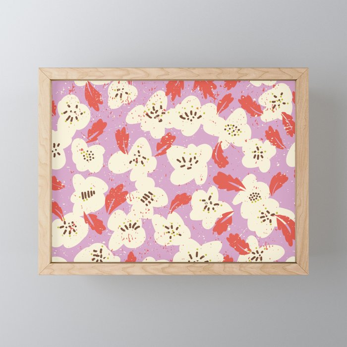 Bold flowers in my garden on chaly pink Mini Art Print Gallery Image 1