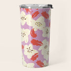 Bold flowers in my garden on chaly pink Travel Mug Gallery Image 2