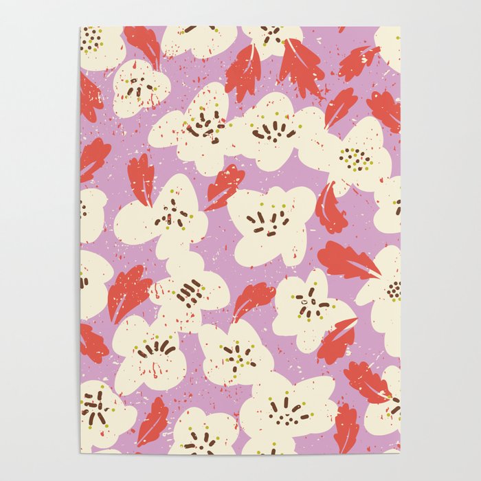 Bold flowers in my garden on chaly pink Poster Gallery Image 4