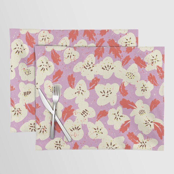 Bold flowers in my garden on chaly pink Placemat Gallery Image 1