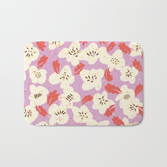 Bold flowers in my garden on chaly pink Bath Mat Gallery Image 1