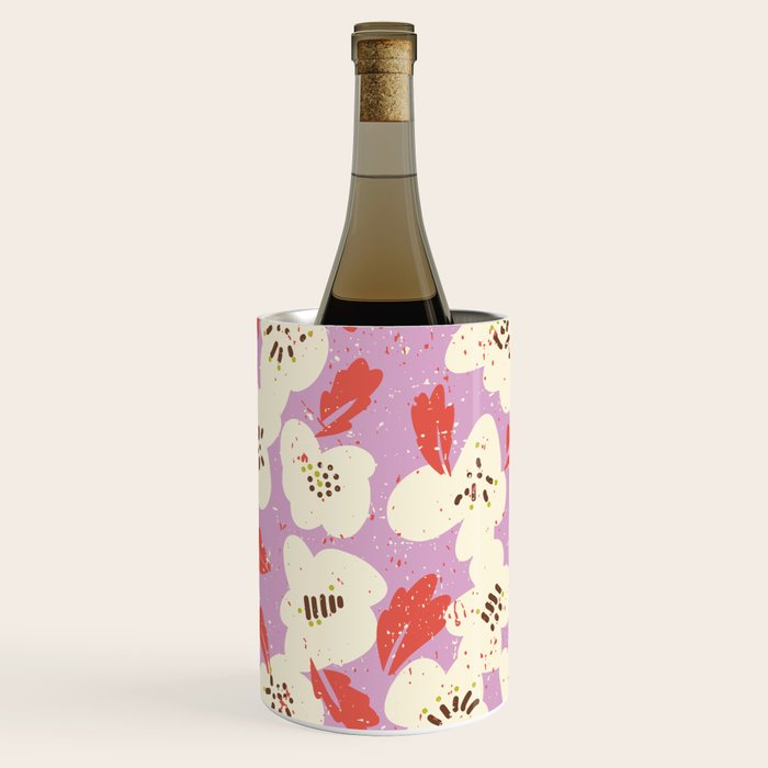 Bold flowers in my garden on chaly pink Wine Chiller Gallery Image 2