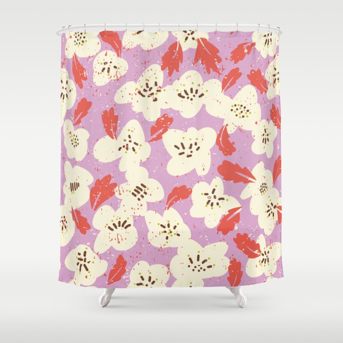 Bold flowers in my garden on chaly pink Shower Curtain Gallery Image 1