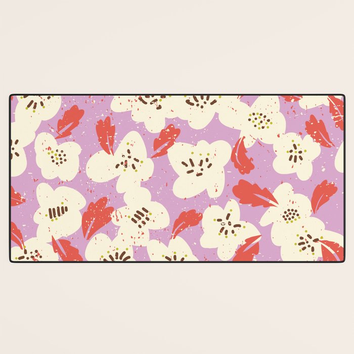 Bold flowers in my garden on chaly pink Desk Mat Gallery Image 3