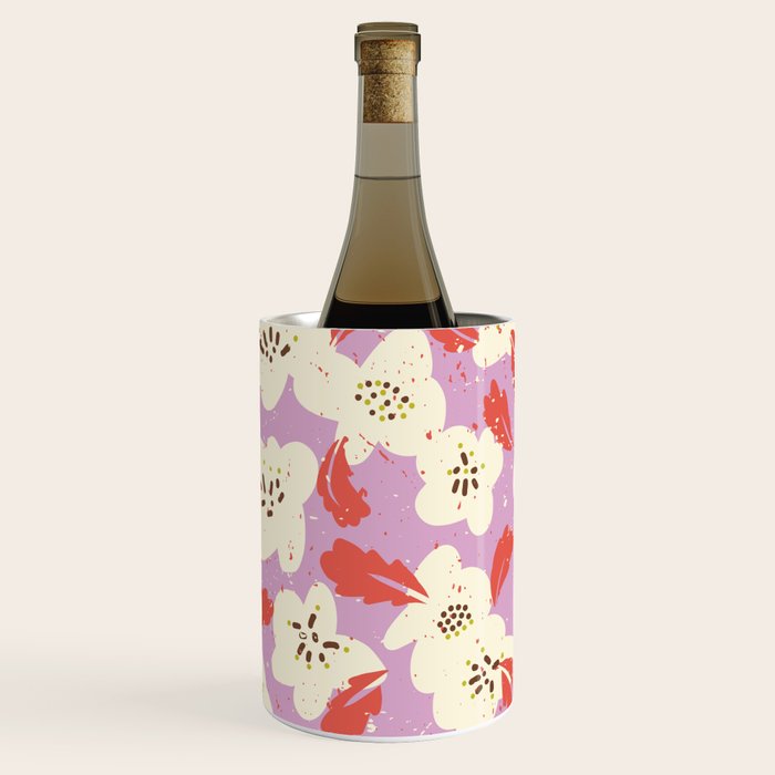 Bold flowers in my garden on chaly pink Wine Chiller Gallery Image 3