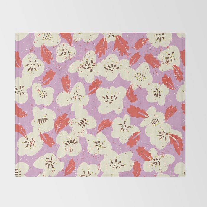 Bold flowers in my garden on chaly pink Throw Blanket Gallery Image 2