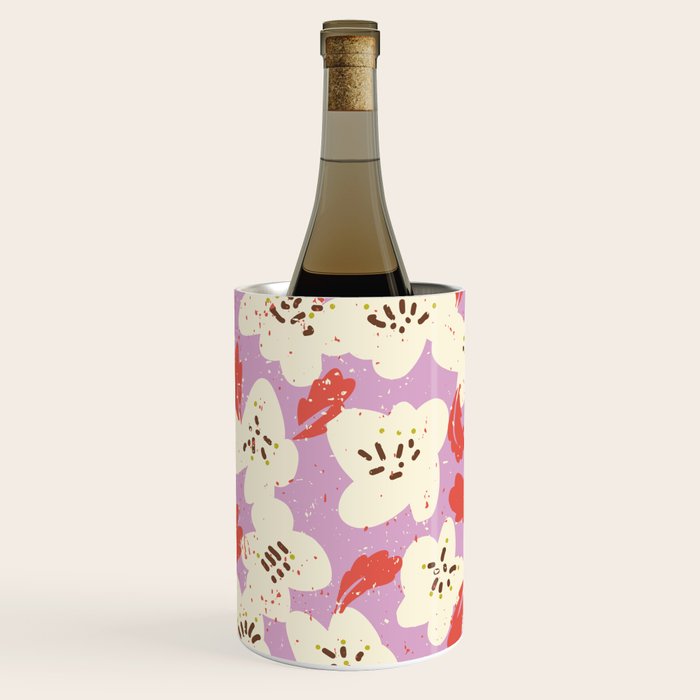 Bold flowers in my garden on chaly pink Wine Chiller Gallery Image 1