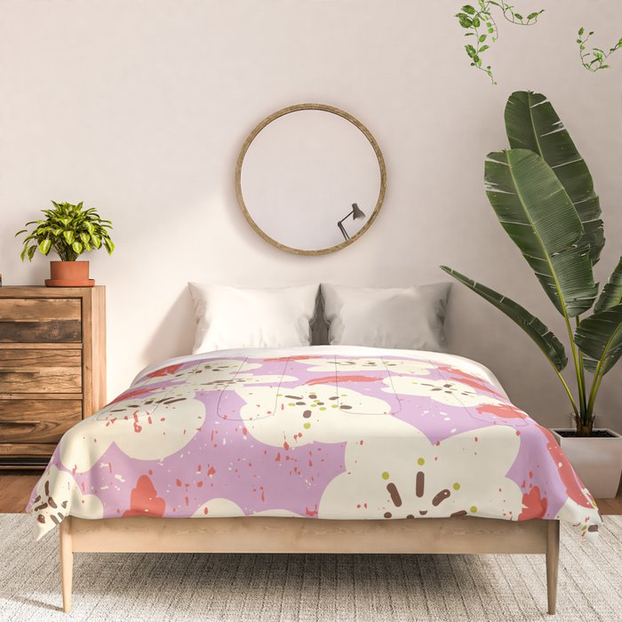 Bold flowers in my garden on chaly pink Comforter Gallery Image 3