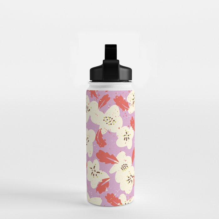 Bold flowers in my garden on chaly pink Water Bottle Gallery Image 2