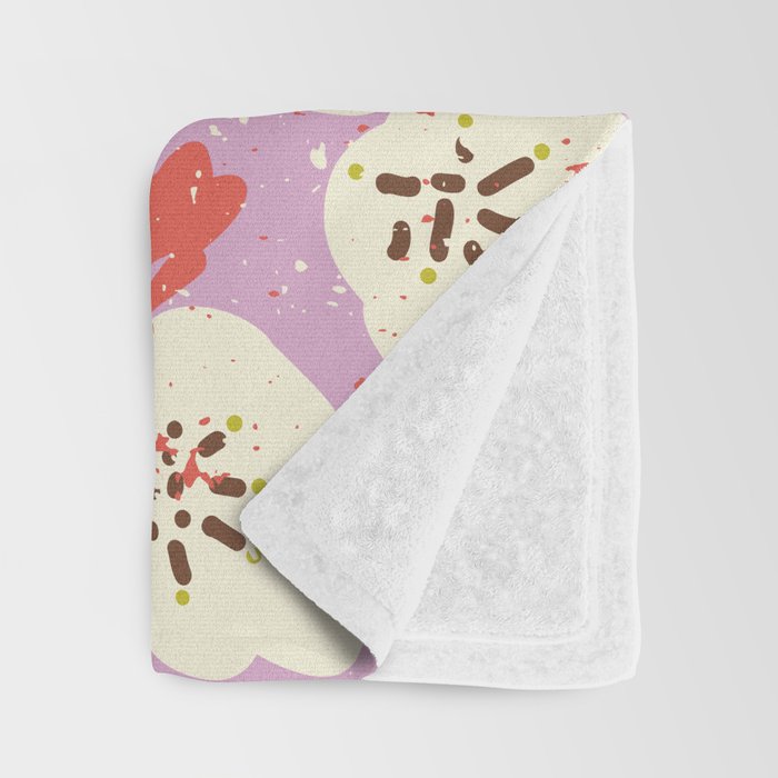Bold flowers in my garden on chaly pink Throw Blanket Gallery Image 3
