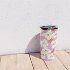 Bold flowers in my garden on chaly pink Travel Mug Gallery Image 4