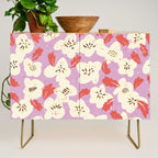 Bold flowers in my garden on chaly pink Credenza Gallery Image 1