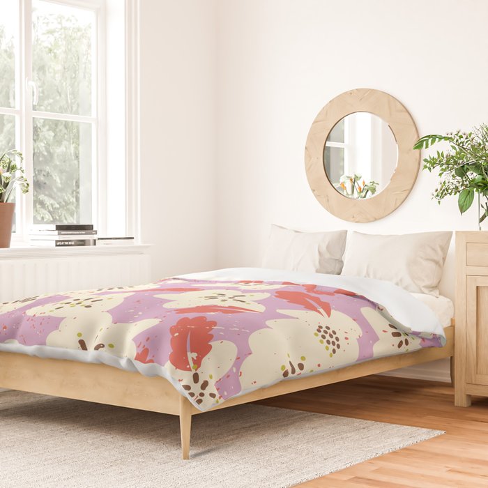 Bold flowers in my garden on chaly pink Duvet Cover Gallery Image 2