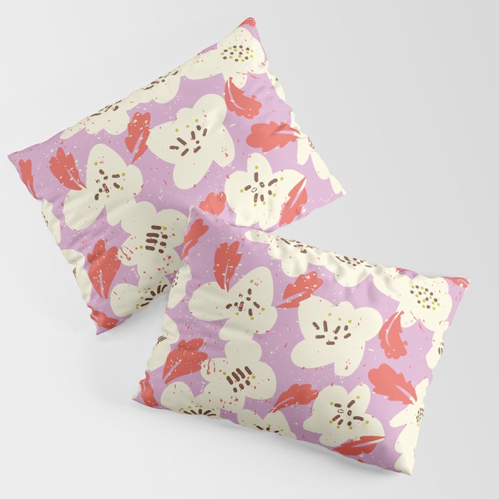 Bold flowers in my garden on chaly pink Pillow Sham Gallery Image 3