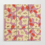 Bold flowers in my garden on chaly pink Wood Wall Art Gallery Image 1