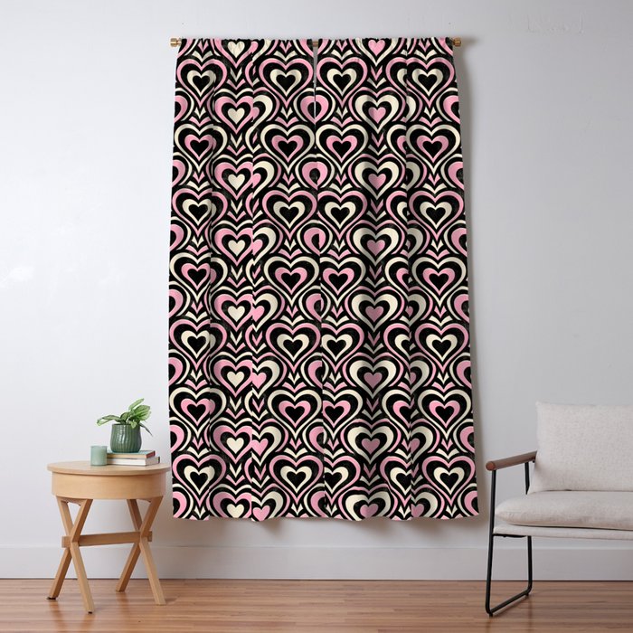 Sweethearts - black, pink, and cream  Window Curtain Gallery Image 5