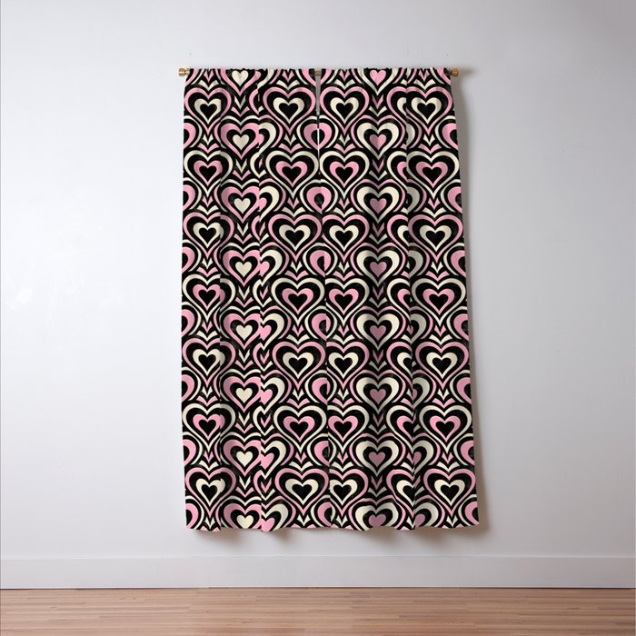 Sweethearts - black, pink, and cream  Window Curtain Gallery Image 3