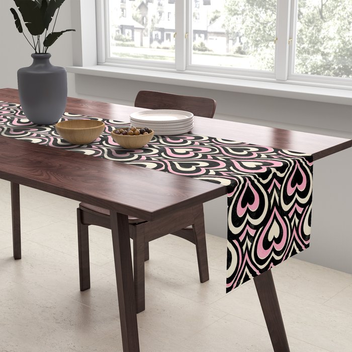 Sweethearts - black, pink, and cream  Table Runner Gallery Image 2