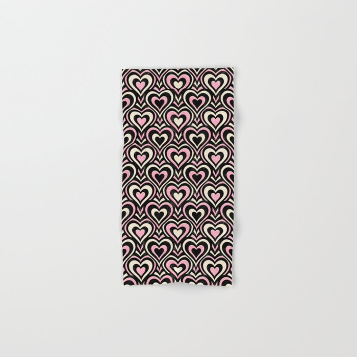Sweethearts - black, pink, and cream  Bath Towel Gallery Image 1