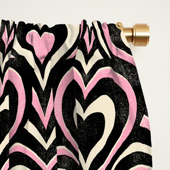 Sweethearts - black, pink, and cream  Window Curtain Gallery Image 2