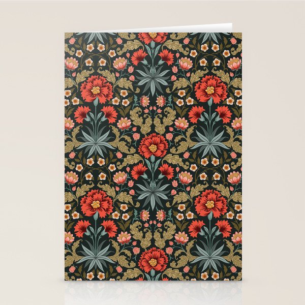Victorian Carnation in Moody Red and Green Stationery Card Gallery Image 2