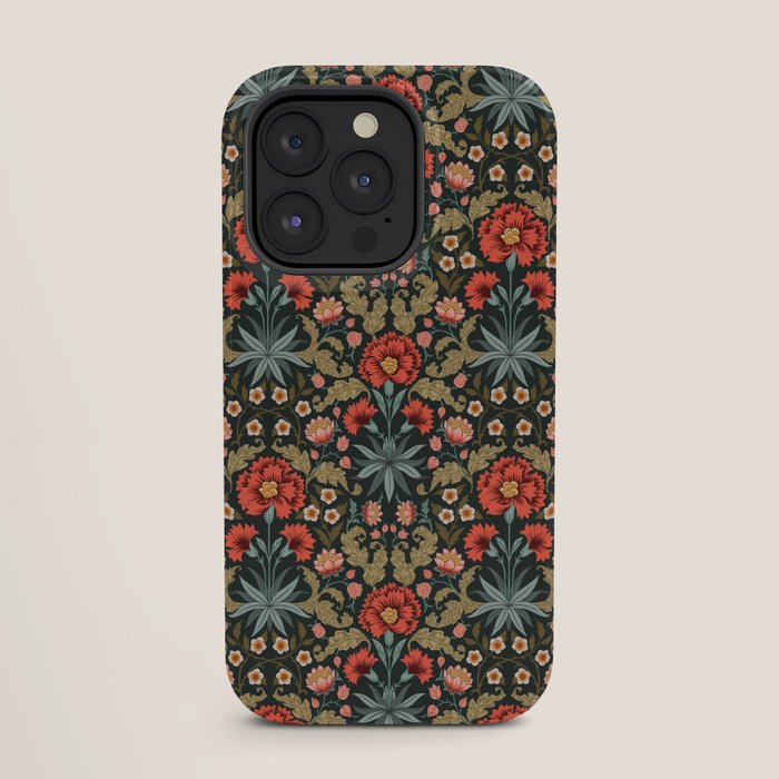 Victorian Carnation in Moody Red and Green iPhone Case Gallery Image 27