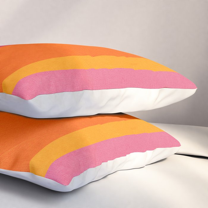 Orange Hot Pink Yellow Bright Modern Artwork Pillow Sham Gallery Image 3
