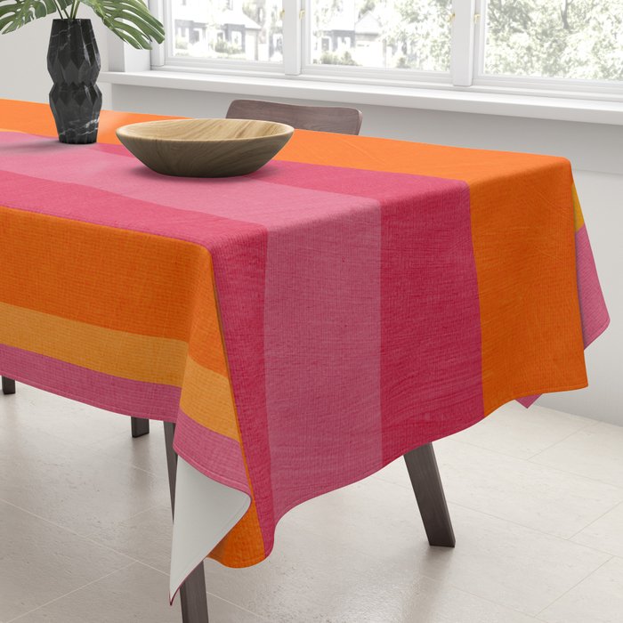 Orange Hot Pink Yellow Bright Modern Artwork Tablecloth Gallery Image 3