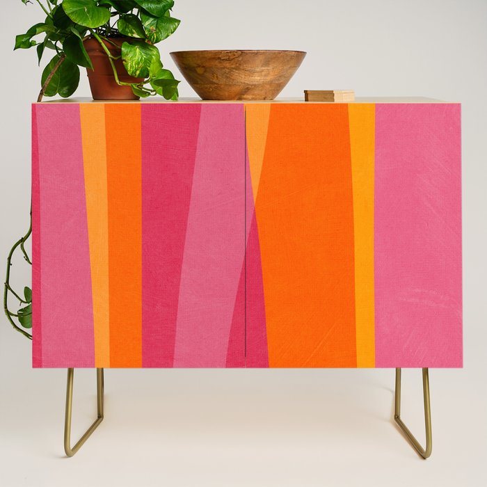 Orange Hot Pink Yellow Bright Modern Artwork Credenza Gallery Image 1