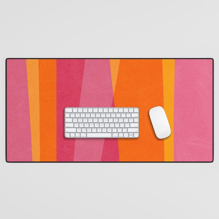 Orange Hot Pink Yellow Bright Modern Artwork Desk Mat Gallery Image 1