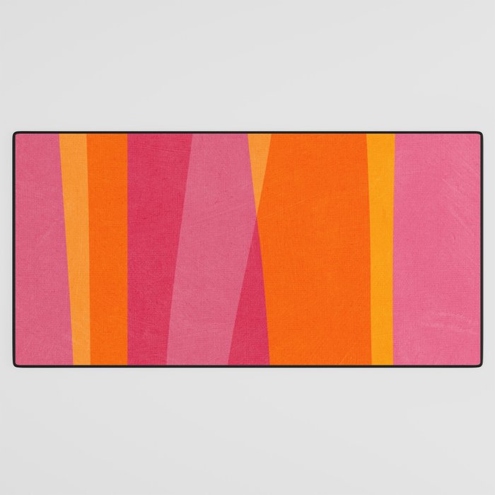 Orange Hot Pink Yellow Bright Modern Artwork Desk Mat Gallery Image 3