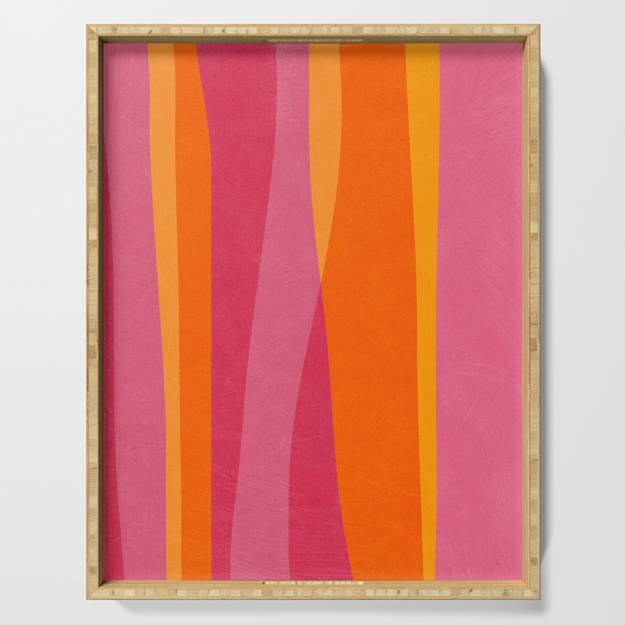 Orange Hot Pink Yellow Bright Modern Artwork Serving Tray Gallery Image 1