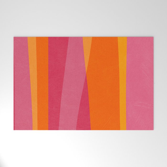 Orange Hot Pink Yellow Bright Modern Artwork Welcome Mat Gallery Image 1