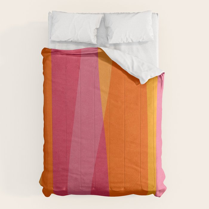 Orange Hot Pink Yellow Bright Modern Artwork Comforter Gallery Image 1
