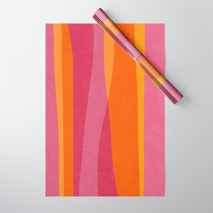 Orange Hot Pink Yellow Bright Modern Artwork Wrapping Paper Gallery Image 1