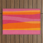 Orange Hot Pink Yellow Bright Modern Artwork Outdoor Rug Gallery Image 1