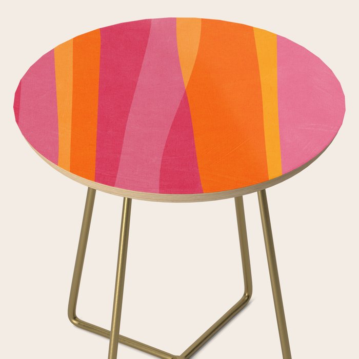 Orange Hot Pink Yellow Bright Modern Artwork Side Table Gallery Image 2