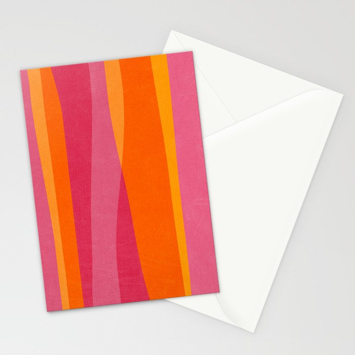 Orange Hot Pink Yellow Bright Modern Artwork Stationery Card Gallery Image 2