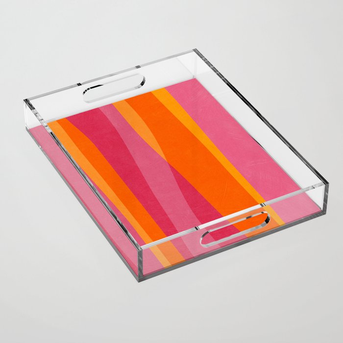 Orange Hot Pink Yellow Bright Modern Artwork Acrylic Tray Gallery Image 1